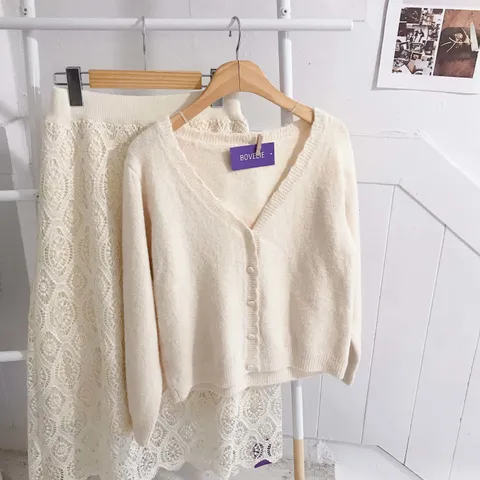 [브리치] 보블리에 / 에그 하트 버튼 니트 가디건