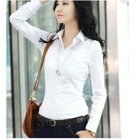 [브리치] 로로비 / 로로비 여성 화이트 슬림 셔츠 블라우스 LS0631