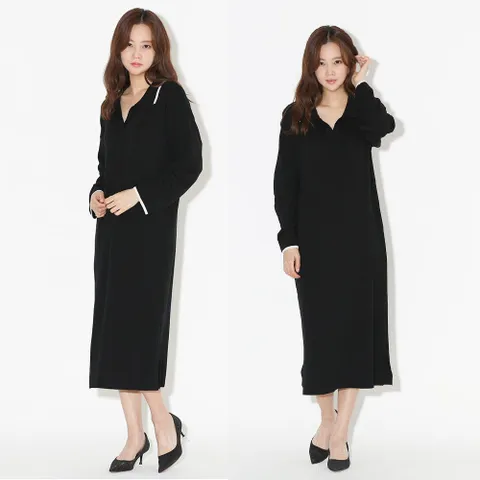 여성 카라포인트 루즈핏 니트 롱원피스 카라포인트 루즈핏 니트 롱원피스