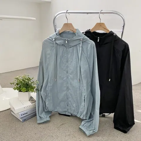 여자 바스락 봄 후드집업 트렌치 숏 점퍼