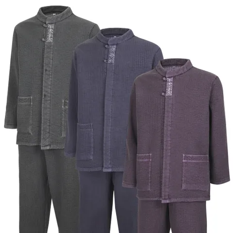 남성 도톰한 기모안감 넥라인 자수 개량한복 상하의 세트 SS-HBW-Q019