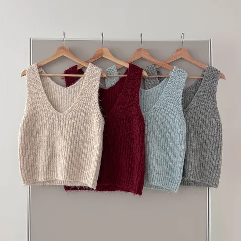 [다잇템] 여성 덤블 베스트 코디 V넥 스웨터 하찌 여름용