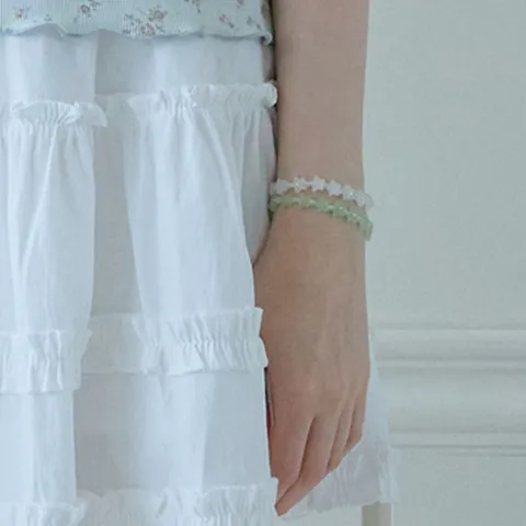 [2PCS 1SET] JELLY STAR BEAD BRACELET_MINT