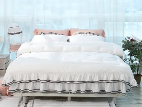 류금숙 투라인 실키케어 향균프릴 차렵이불+베개커버+숏매트커버세트