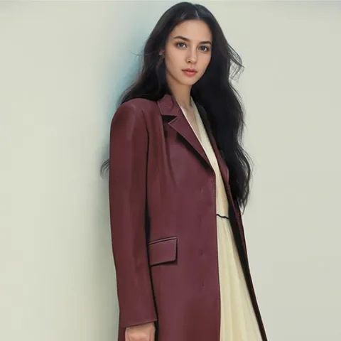 [최초가 129,000원]레이븐 FAUX 레더 롱 트렌치코트