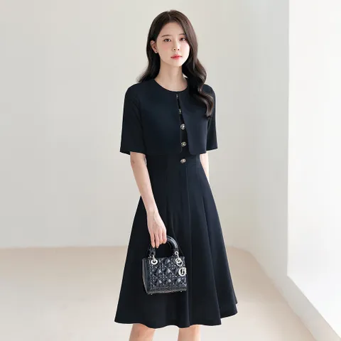 (~XXL까지) 토레네 라운드넥 레이어드 플레어 원피스 여름 하객룩 오피스룩 데이트 모임 미시 빅사이즈