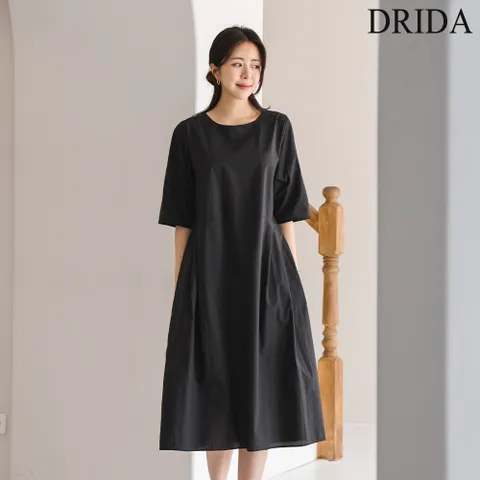 여성 여름 바스락 플레어 박스핏 빅사이즈 반팔 원피스 미시 하객 모임 상견례 40-50대 엄마옷