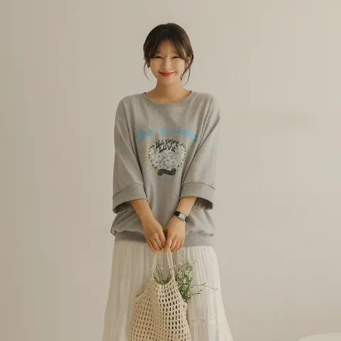 포게 플로럴 칠부 맨투맨 티