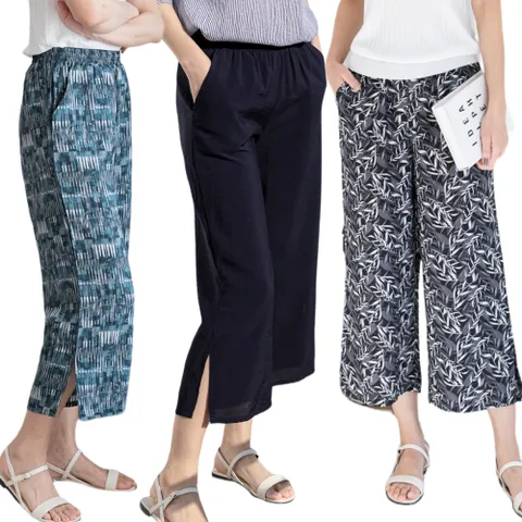 여름 여성 쿨 냉감 밴딩 인견 8부 통바지  빅사이즈