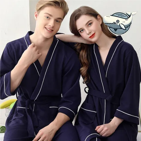 호텔 스타일 커플 와플 원피스 목욕가운 고급 와플샤워가운 헤어터번 롱가운 스파가운 고객가운