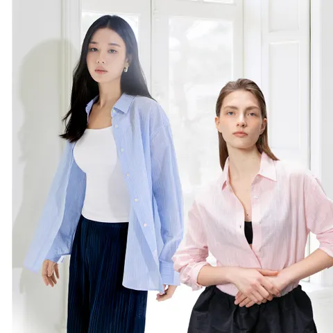 [최초가69,900원]셀렙샵 에디션 25SS 오버핏 스트라이프 셔츠2종