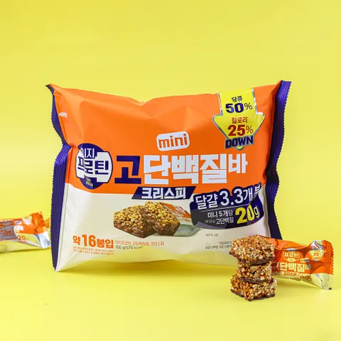 롯데웰푸드 이지프로틴 고단백질바 크리스피 미니 160g / 프로틴바