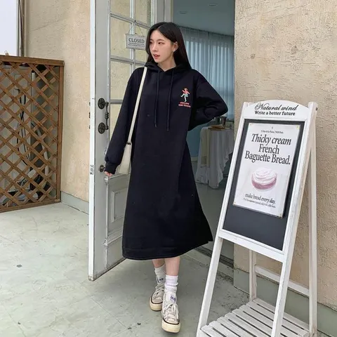 여자 FW 등원룩 캐쥬얼 후디 그래픽 롱원피스 (27342754A)