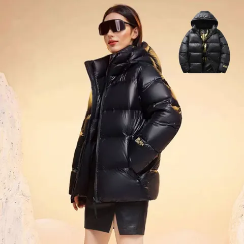 글로시 트렌디 여성 하이넥 겨울 패딩