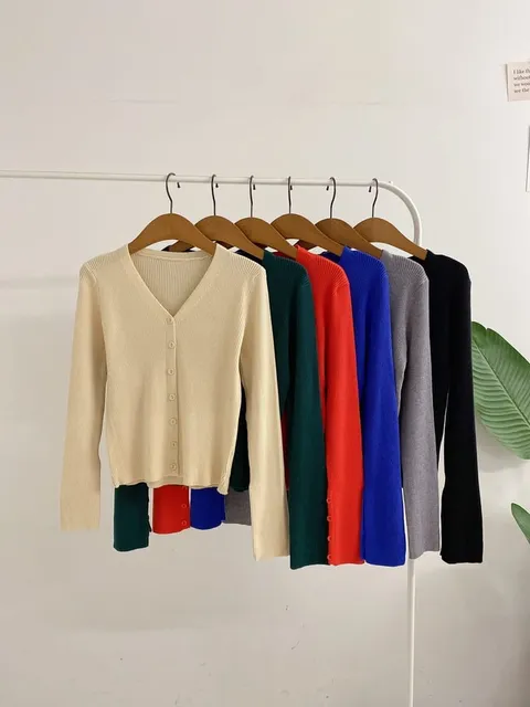 [브리치] 허니제이 / 뮤딘 골지 소매단추 긴팔 가디건(6color)
