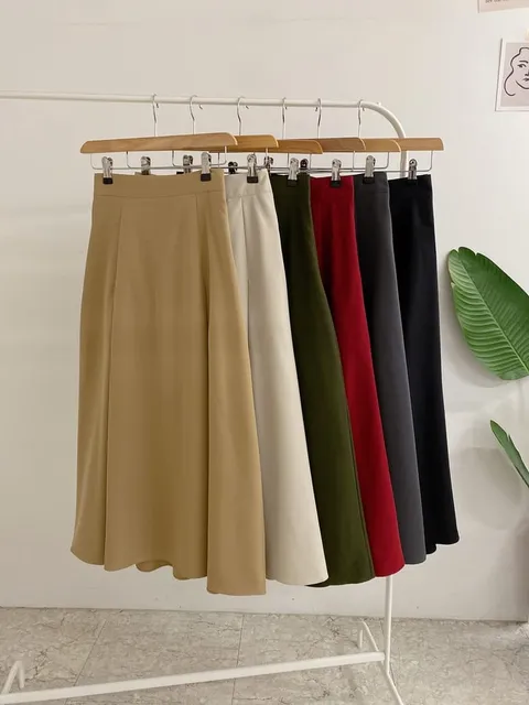 [브리치] 허니제이 / 슈겔 핀턱 뒷밴딩 플레어 롱 스커트(6color)