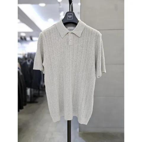 세이브존03  25 라이트그레이 크로셰 매쉬 PK카라 반팔니트 WSAGZ2WT32A (32958589)