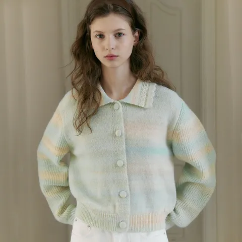 Gradation Lace Collar Knit Cardigan VC2512CD501V_2color