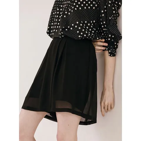 [하프클럽] 쉬폰 배색 미디움 치마바지