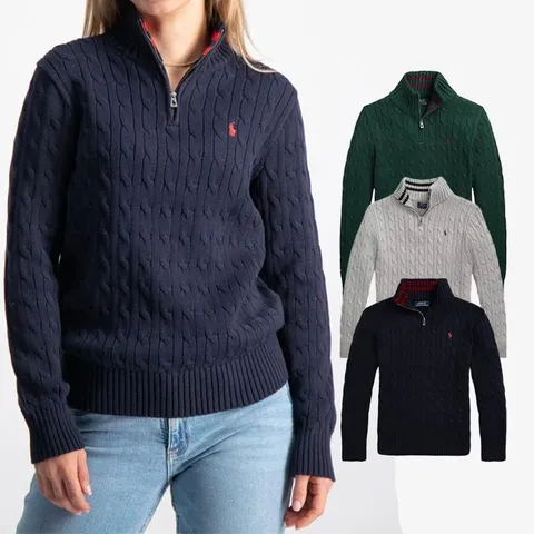 MUST IT_폴로 랄프로렌 보이즈 케이블 니트 반집업