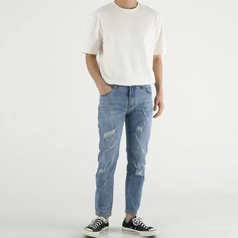 [브리치] 뉴메이드 / 여름 태이 찢어진 스키니진 연청바지 / 빅사이즈 36 3