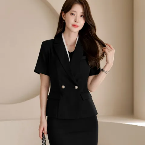 (~XXL까지) 렌니느 투버튼 테일러드 반팔 자켓 여름 하객룩 오피스룩 데이트 모임 미시 빅사이즈