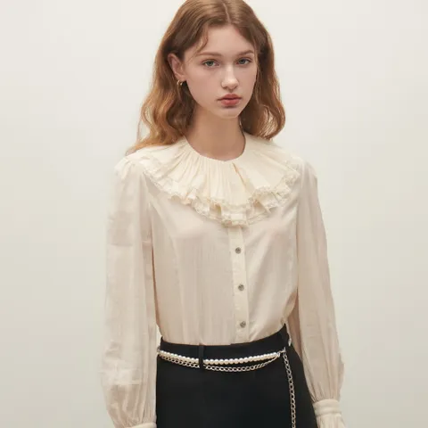 [샤틴]더블 프릴 플리츠 카라 블라우스 S253B252 420291