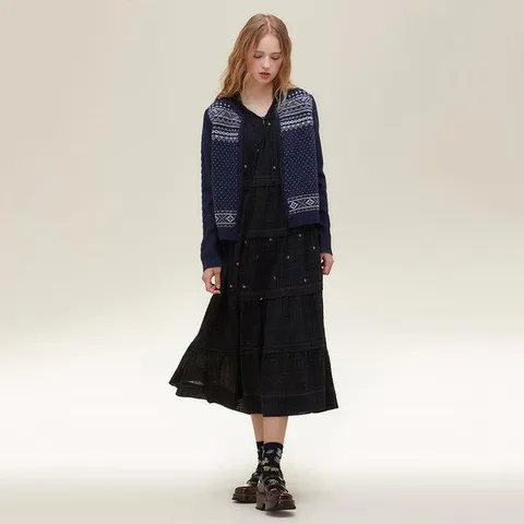 15번 소매 케이블 자카드 가디건(T226MCD136W)