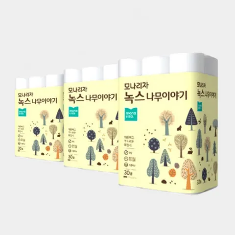녹스 나무이야기 데코 3겹 27m 30롤 X 3팩 화장지 휴지 두루마리_JS