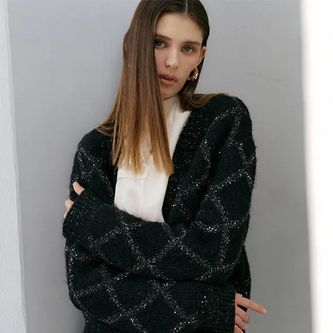 25FW 셀리나 글리터 가디건+브로치