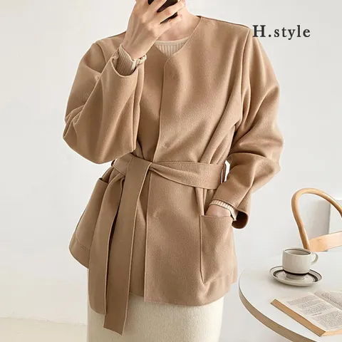 H스타일OT포근아이끈울코트/겨울/모직/울/양털/점퍼