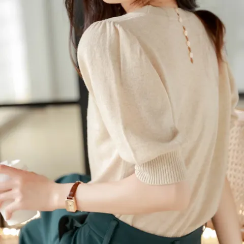 [브리치]  / 러밸 뒷 버튼 7부 여름 니트 4color