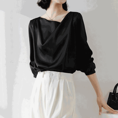 [하프클럽] 김해김 봄 가을 화이트 긴팔블라우스 링클프리 면접 하객 오피스룩 흰색 블랙 블라우스