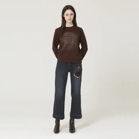 [롯데백화점][손정완]데일리룩 왕관 포인트 라운드 티셔츠 ZDR54021