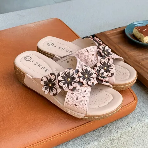 [브리치]  /  소가죽 올데이 통굽 뮬 슬리퍼 5cm