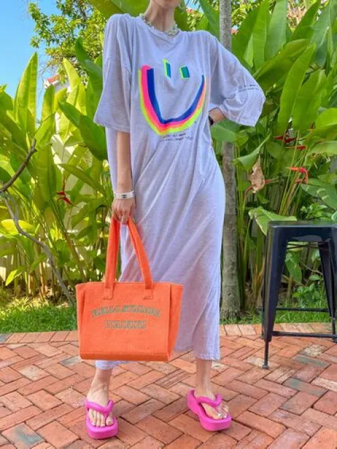 [브리치] 에르디테 / 바캉스 페스티벌 워터파크 룩 빅사이즈 면 롱 원피스