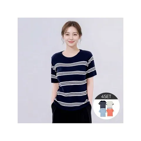 [하프클럽] 여성 배색 니트 4종세트