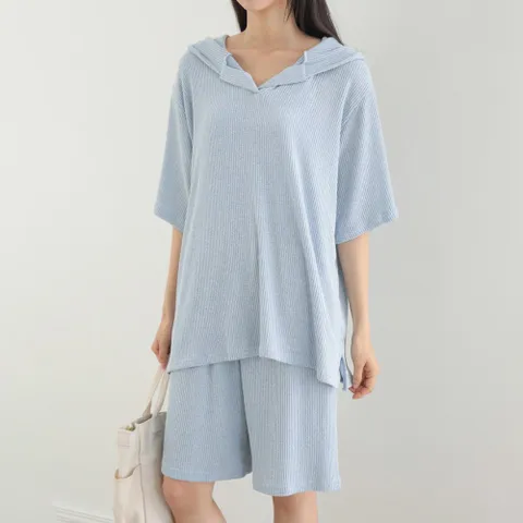 아이우먼 썸머골지후드반바지세트 WBO227M304 빅사이즈