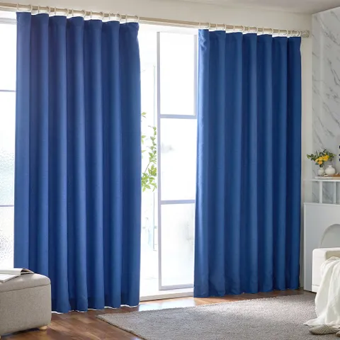 ON사계절 암막커튼 로얄블루 140x235 2개세트 높이조절밴드형