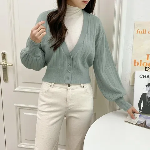 [하프클럽/브이와이]여자 데일리 SS 딥브이넥 민트 탱크 가디건