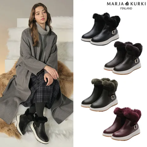 천연소가죽 퍼 트리밍 부츠 (토끼털)