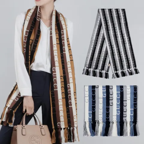 (국내당일출고) 스카프 울 우드 스트라이프 634166 택1