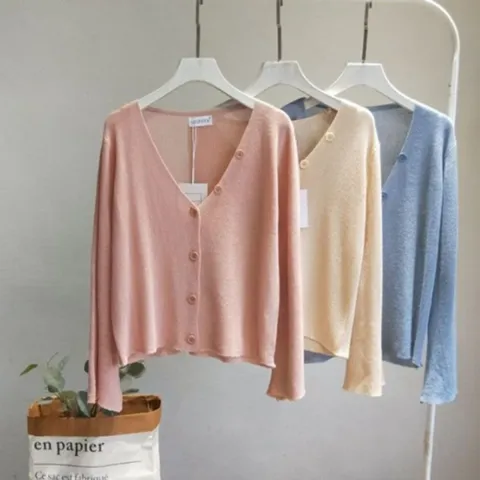 scharf데일리 여름 니트 여리여리 가디건 병원가디건 여성의류브랜드 여성가디건