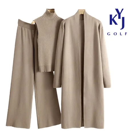 골프] 봄가을 3피스 상하의세트 나시 가디건 와이드팬츠 여성 니트세트 KPSLSE05