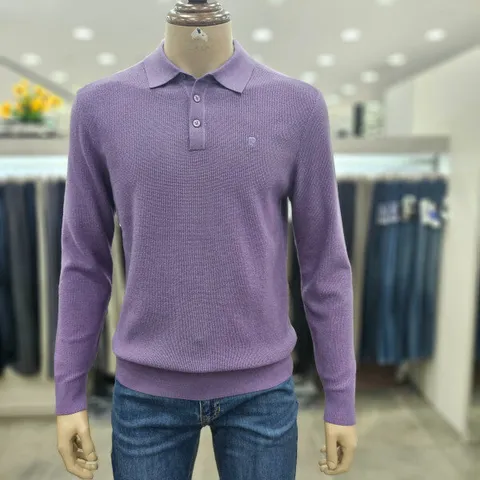 (모다인천점)퍼플 변형 조직 긴팔 카라 니트/PPKT3351A_IC_1