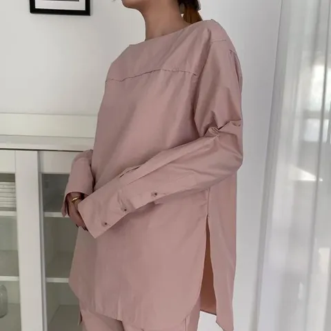 [하프클럽/여자 스트릿패션 바스락 언발 슬릿 루즈핏 가을 셔츠