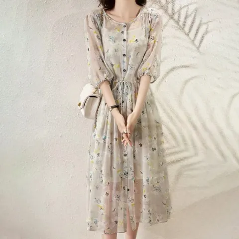 [브리치] 허그허그 / 폴시어 시스루 쉬폰 원피스