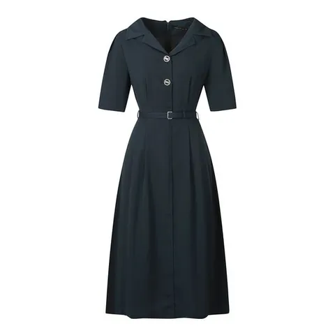 [하프클럽] 핀턱 오픈카라 벨티드 원피스 SIOAG0592 B