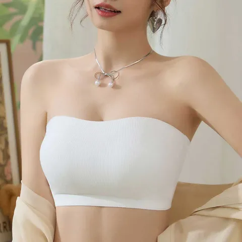 여자 오프 숄더 코디 이너 캡 내장 끈 없는 브라 탑 브라캡내장나시튜브탑 끈없는튜브탑