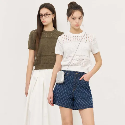 펀칭 믹스 하프 니트 [3COL] / WBE2L05554